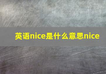 英语nice是什么意思nice