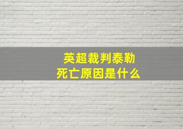 英超裁判泰勒死亡原因是什么