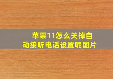 苹果11怎么关掉自动接听电话设置呢图片