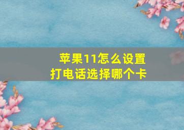 苹果11怎么设置打电话选择哪个卡