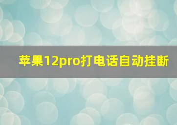 苹果12pro打电话自动挂断