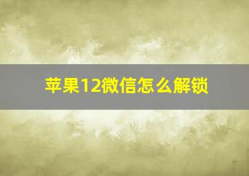 苹果12微信怎么解锁