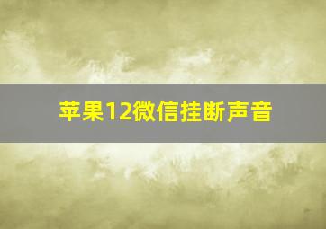 苹果12微信挂断声音