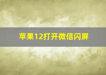 苹果12打开微信闪屏