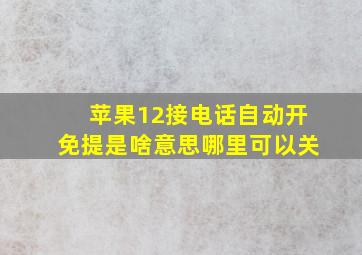 苹果12接电话自动开免提是啥意思哪里可以关