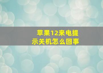 苹果12来电提示关机怎么回事