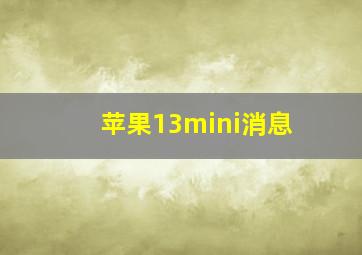 苹果13mini消息