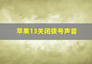 苹果13关闭拨号声音