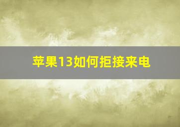 苹果13如何拒接来电