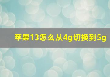 苹果13怎么从4g切换到5g