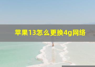 苹果13怎么更换4g网络