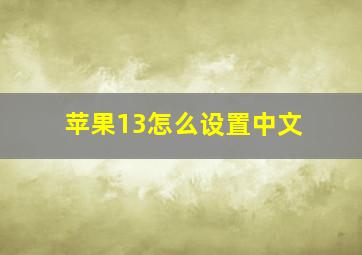 苹果13怎么设置中文