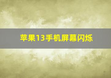 苹果13手机屏幕闪烁