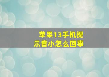 苹果13手机提示音小怎么回事