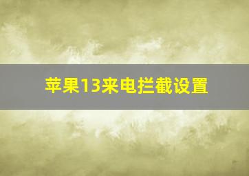 苹果13来电拦截设置