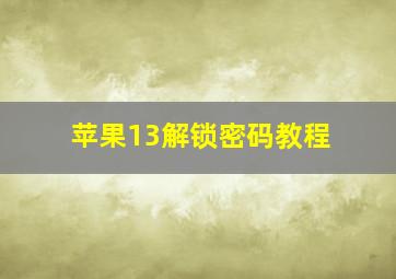 苹果13解锁密码教程