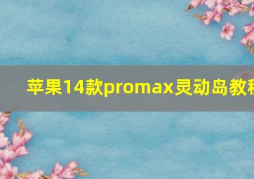 苹果14款promax灵动岛教程