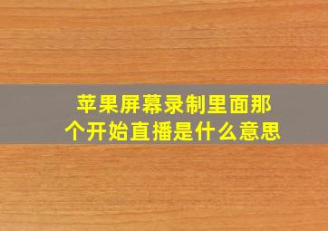 苹果屏幕录制里面那个开始直播是什么意思