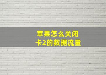 苹果怎么关闭卡2的数据流量