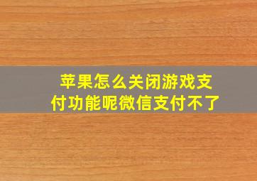 苹果怎么关闭游戏支付功能呢微信支付不了