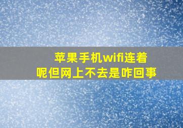 苹果手机wifi连着呢但网上不去是咋回事