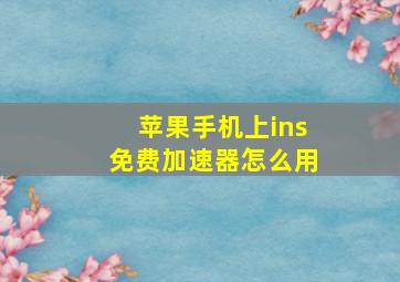 苹果手机上ins免费加速器怎么用