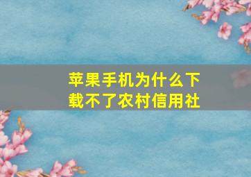 苹果手机为什么下载不了农村信用社