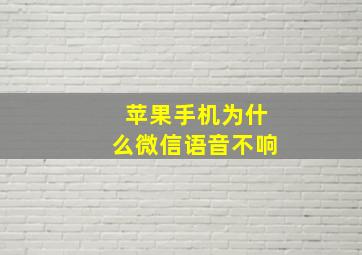 苹果手机为什么微信语音不响