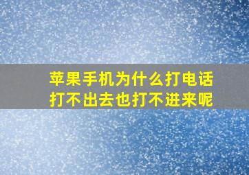 苹果手机为什么打电话打不出去也打不进来呢