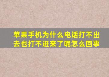 苹果手机为什么电话打不出去也打不进来了呢怎么回事