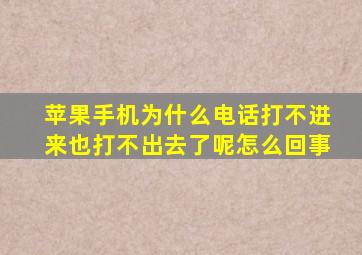 苹果手机为什么电话打不进来也打不出去了呢怎么回事