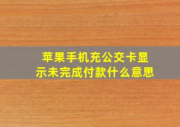 苹果手机充公交卡显示未完成付款什么意思