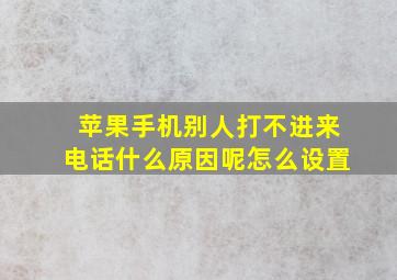 苹果手机别人打不进来电话什么原因呢怎么设置