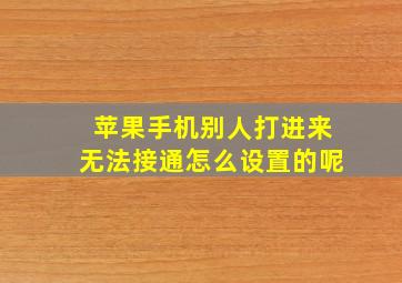 苹果手机别人打进来无法接通怎么设置的呢