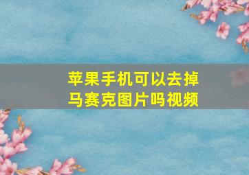 苹果手机可以去掉马赛克图片吗视频