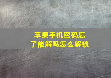 苹果手机密码忘了能解吗怎么解锁