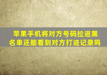 苹果手机将对方号码拉进黑名单还能看到对方打进记录吗