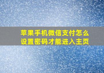 苹果手机微信支付怎么设置密码才能进入主页