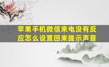 苹果手机微信来电没有反应怎么设置回来提示声音