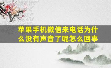 苹果手机微信来电话为什么没有声音了呢怎么回事