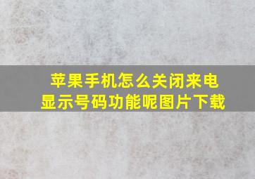 苹果手机怎么关闭来电显示号码功能呢图片下载