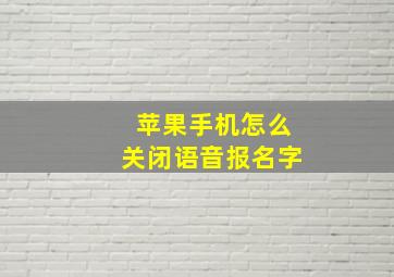 苹果手机怎么关闭语音报名字