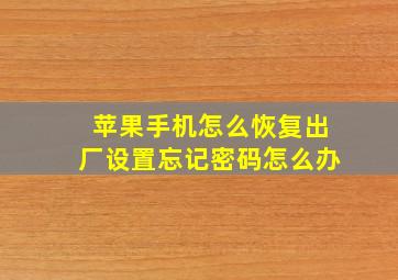 苹果手机怎么恢复出厂设置忘记密码怎么办