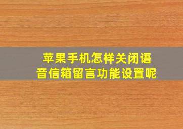 苹果手机怎样关闭语音信箱留言功能设置呢