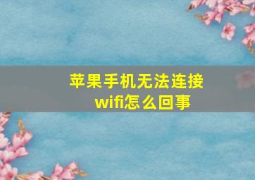 苹果手机无法连接wifi怎么回事