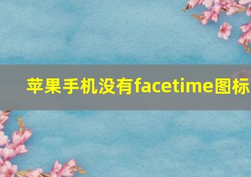 苹果手机没有facetime图标