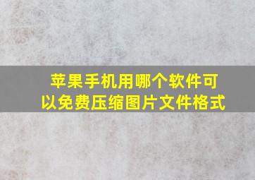 苹果手机用哪个软件可以免费压缩图片文件格式