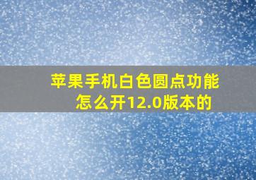 苹果手机白色圆点功能怎么开12.0版本的