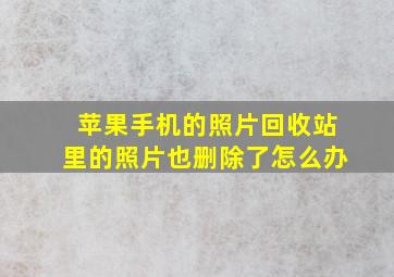 苹果手机的照片回收站里的照片也删除了怎么办