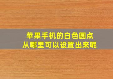 苹果手机的白色圆点从哪里可以设置出来呢